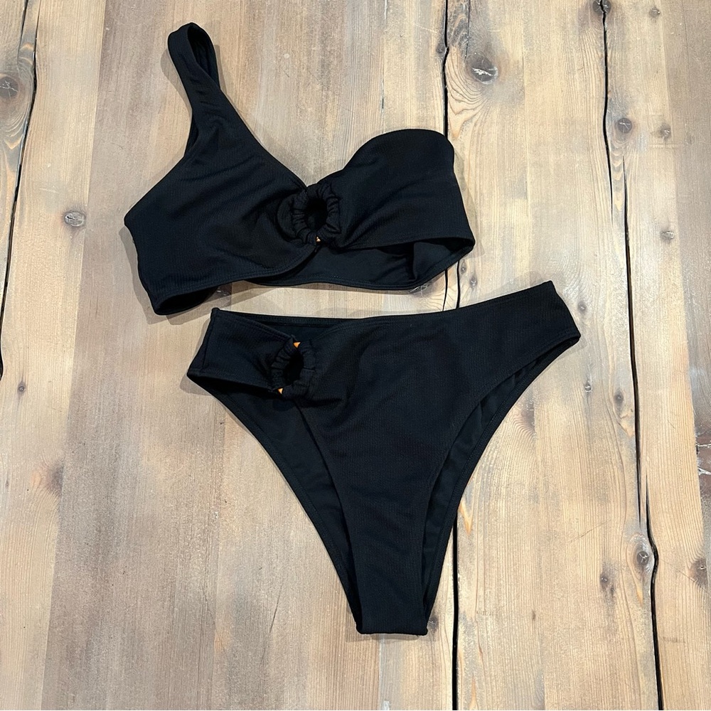 Black One-Shoulder Bikini Set